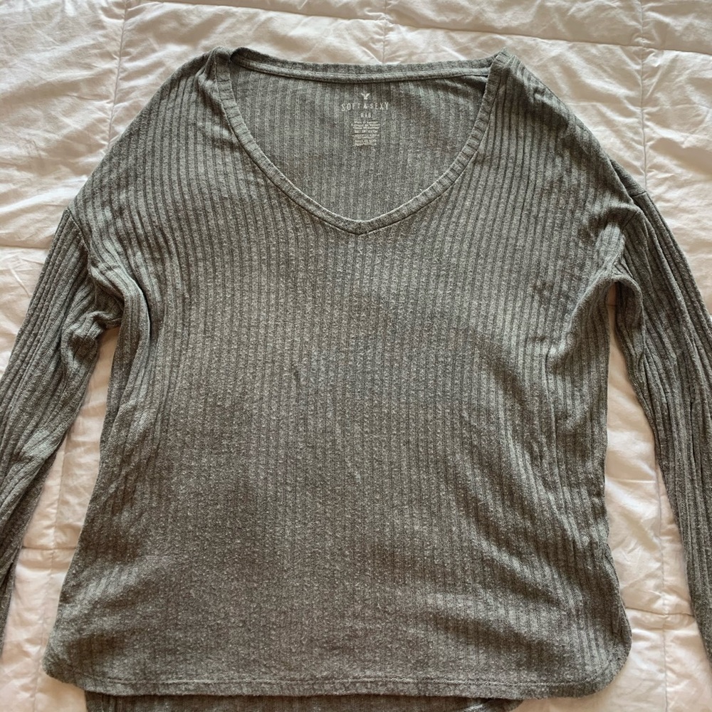 Grey soft and sexy ribbed sweater